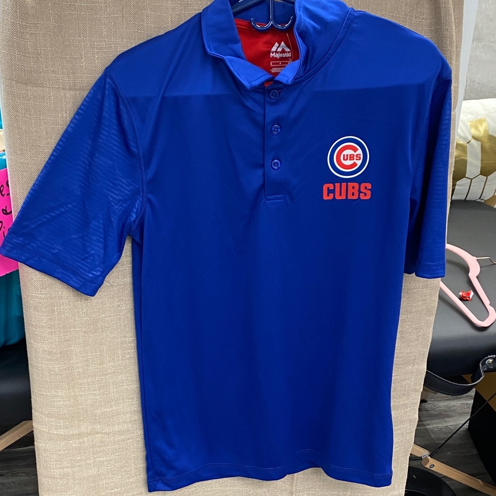 Majestic Royal Blue Chicago Cubs Polo with Red Accents
